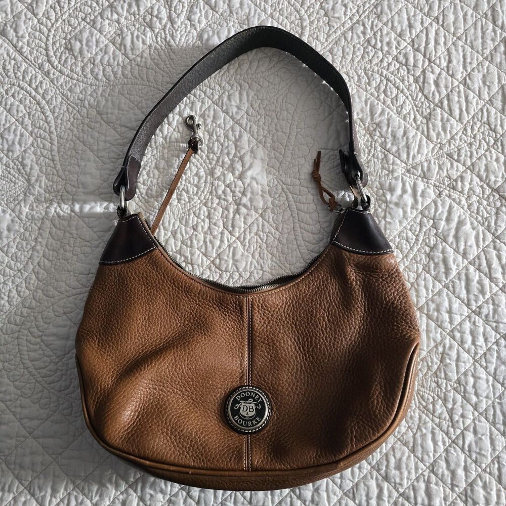 Vintage Dooney & Bourke Brown Pebble Brown Leather Hobo Shoulder Bag Y2K
